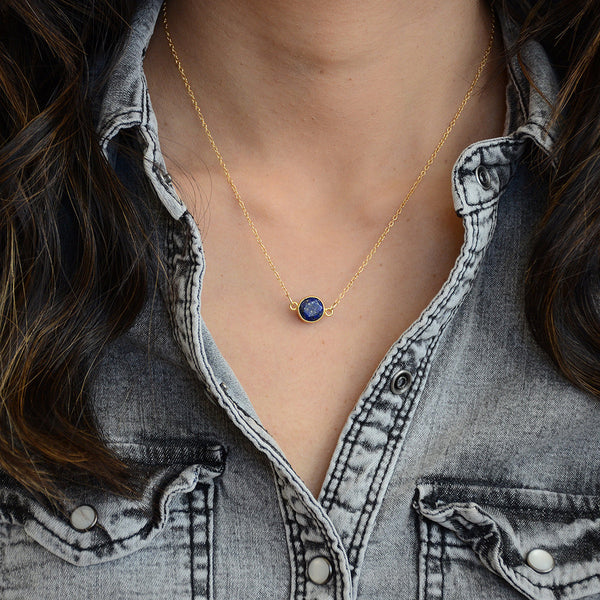 Blue Sapphire Necklace 1/10 ct tw Diamonds 10K White Gold | Kay